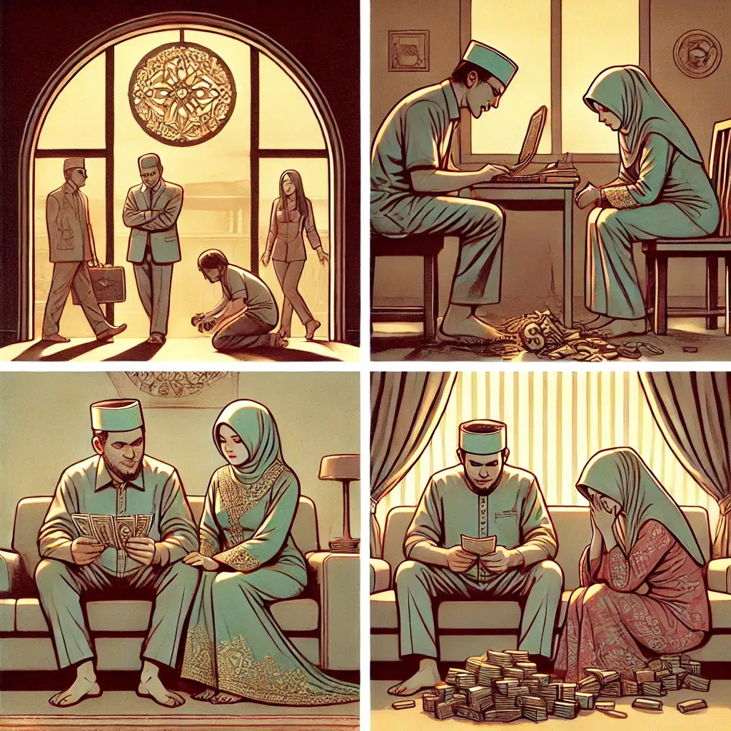 Pasangan suami istri bertengkar hebat, mencerminkan arti mimpi bercerai.
